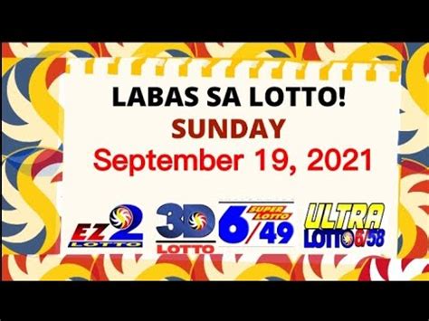 Labas sa Lotto Sunday ( September 19, 2021 ) EZ2 .